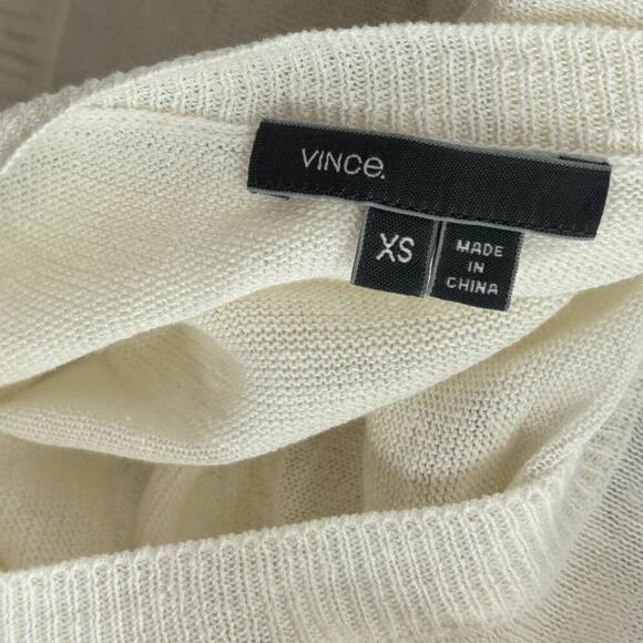 Vince White Oversized Cream Stripe Linen Sweater XS - Picture 7 of 9